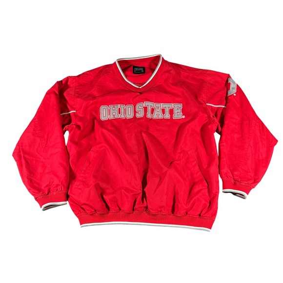 Blitz Other - Ohio State Buckeyes Windbreaker Pullover Jacket Red V-Neck Mens XL Vintage Style